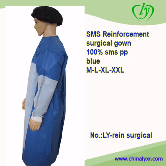 Robes chirurgicales jetables de robe d'opération d'hôpital stérile de SMS SMMS