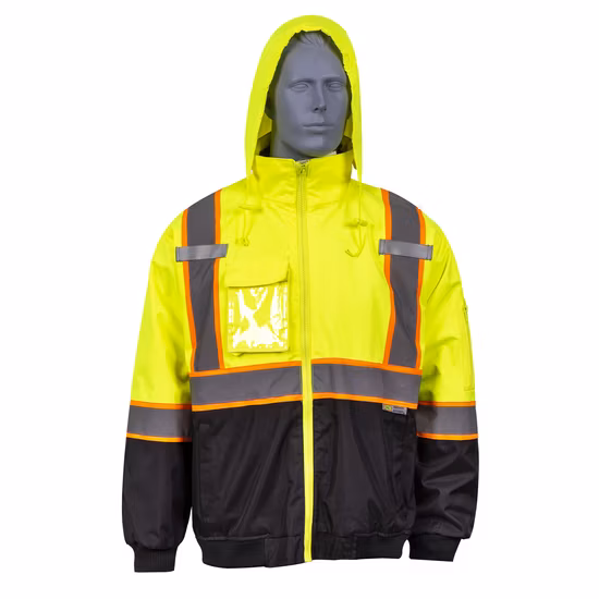 Sweat à capuche à manches amovibles réfléchissantes de sécurité Doublé en polaire Polyester rembourré imperméable et respirant Vêtements de travail Tc Hi Vis Jacket Chaqueta Reflec